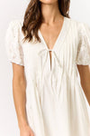 Puff Short Sleeve Front Tie Mini Dress