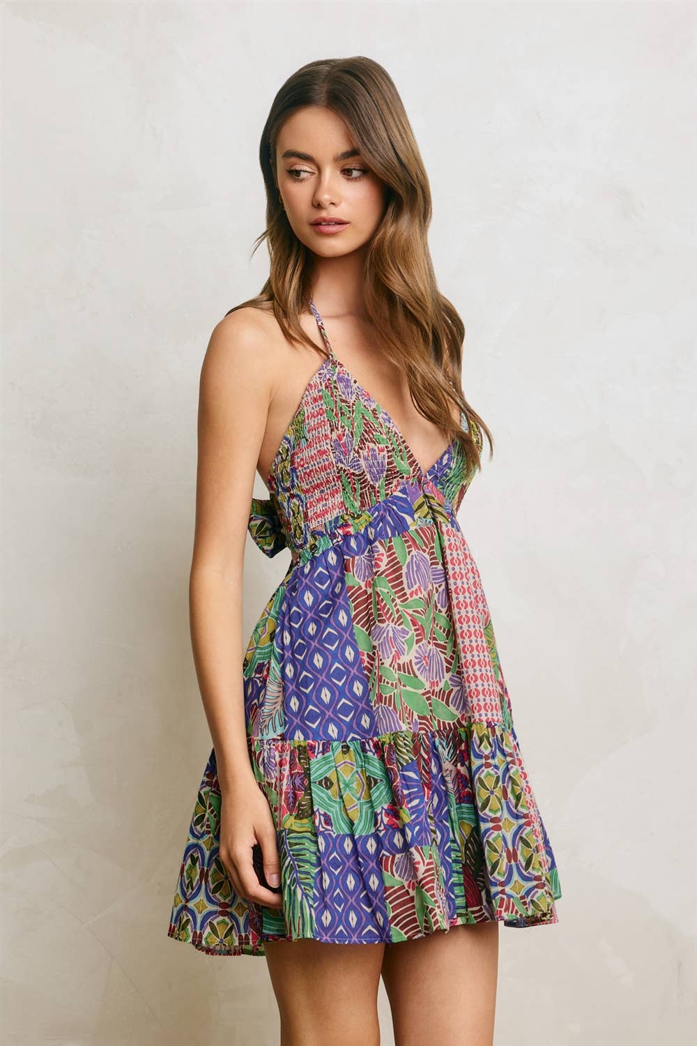 Lagoon Bloom Smocked And Flared Mini Dress