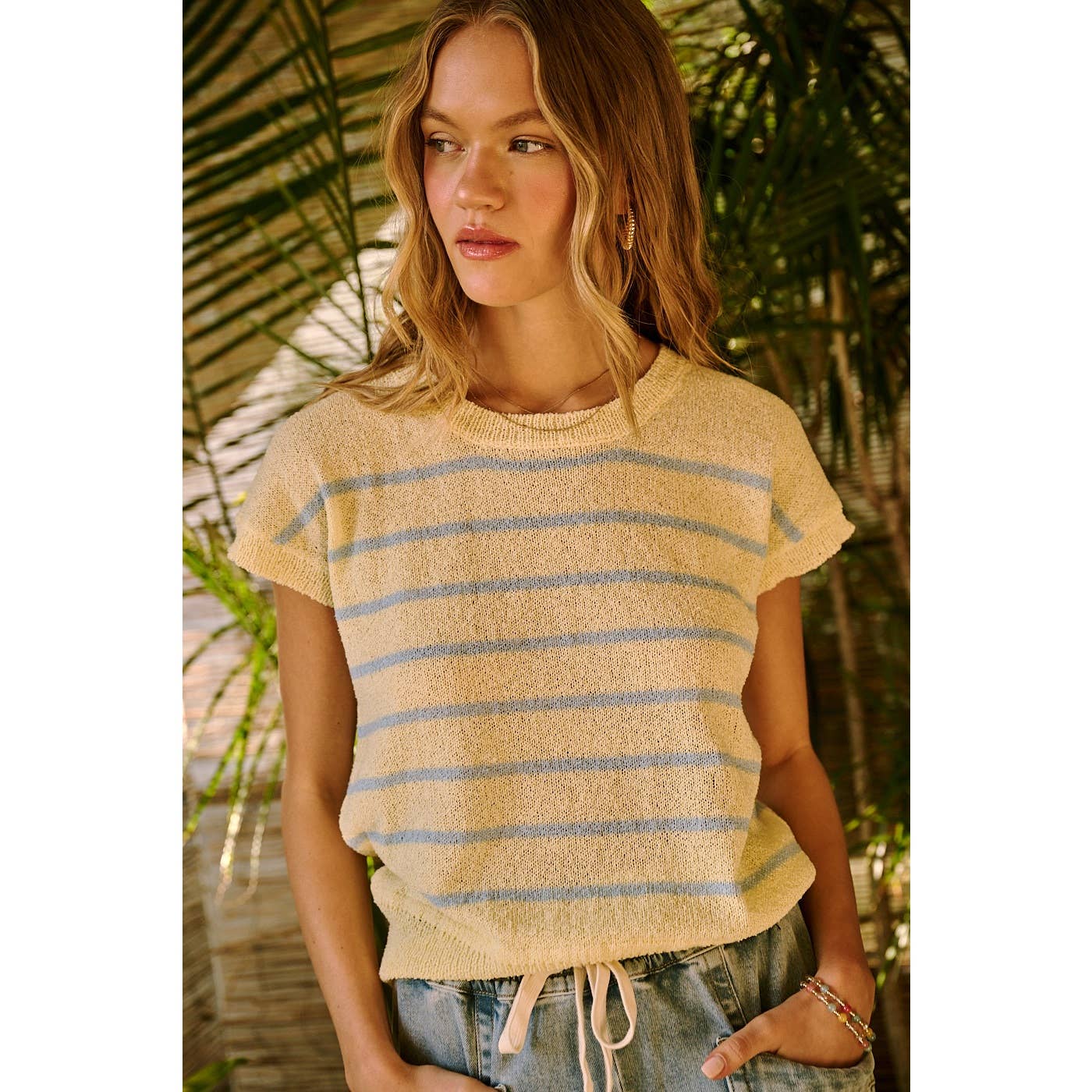 Striped Cap Sleeve Top