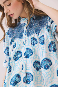 Shell Print Button Down Top
