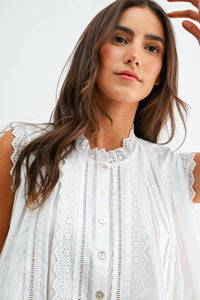 Broderie Sleeveless Cotton Blouse