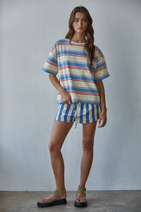 Multi Striped Short Sleeve Top