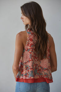 Rust Print Sleeveless Top