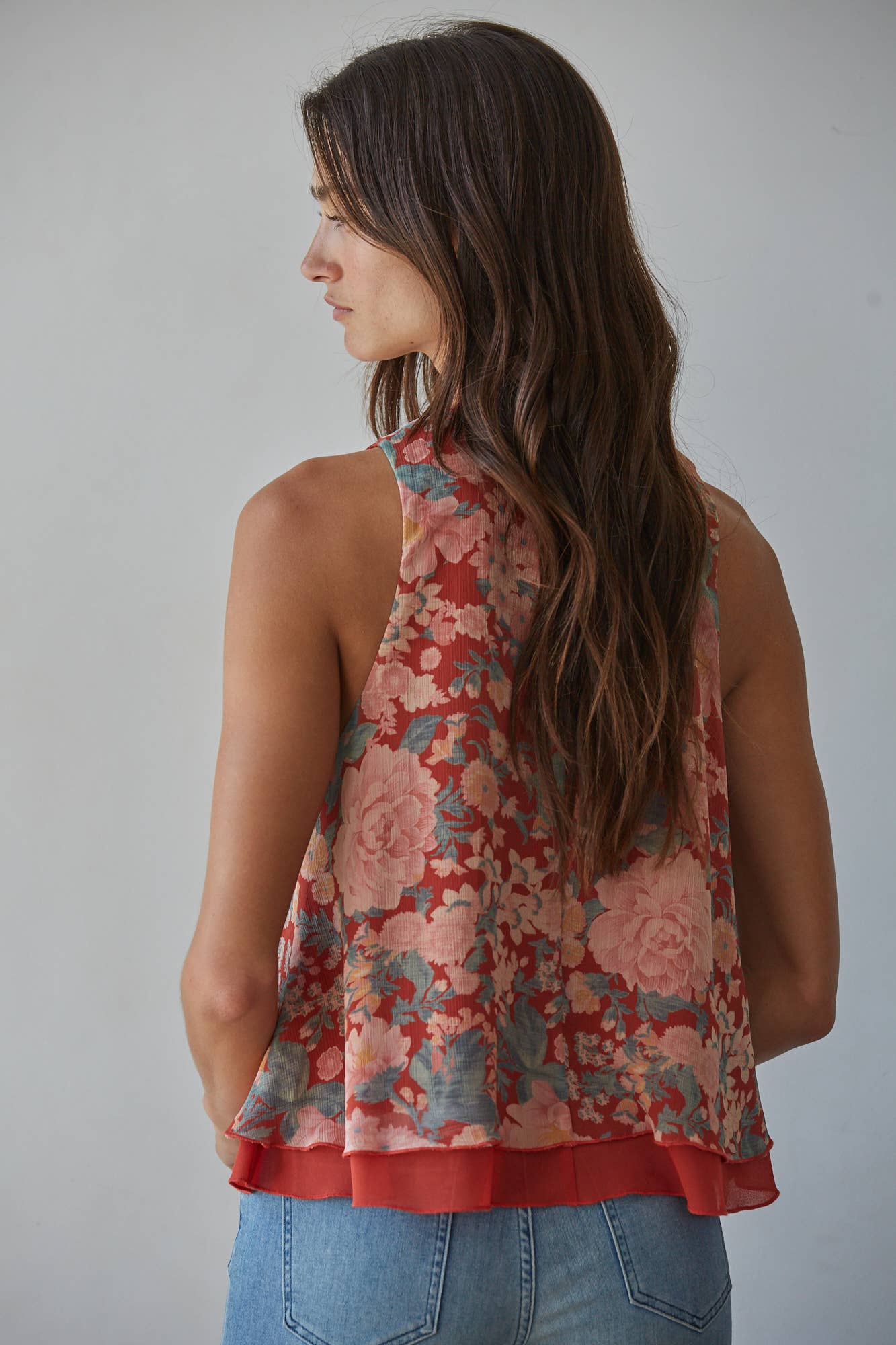 Rust Print Sleeveless Top