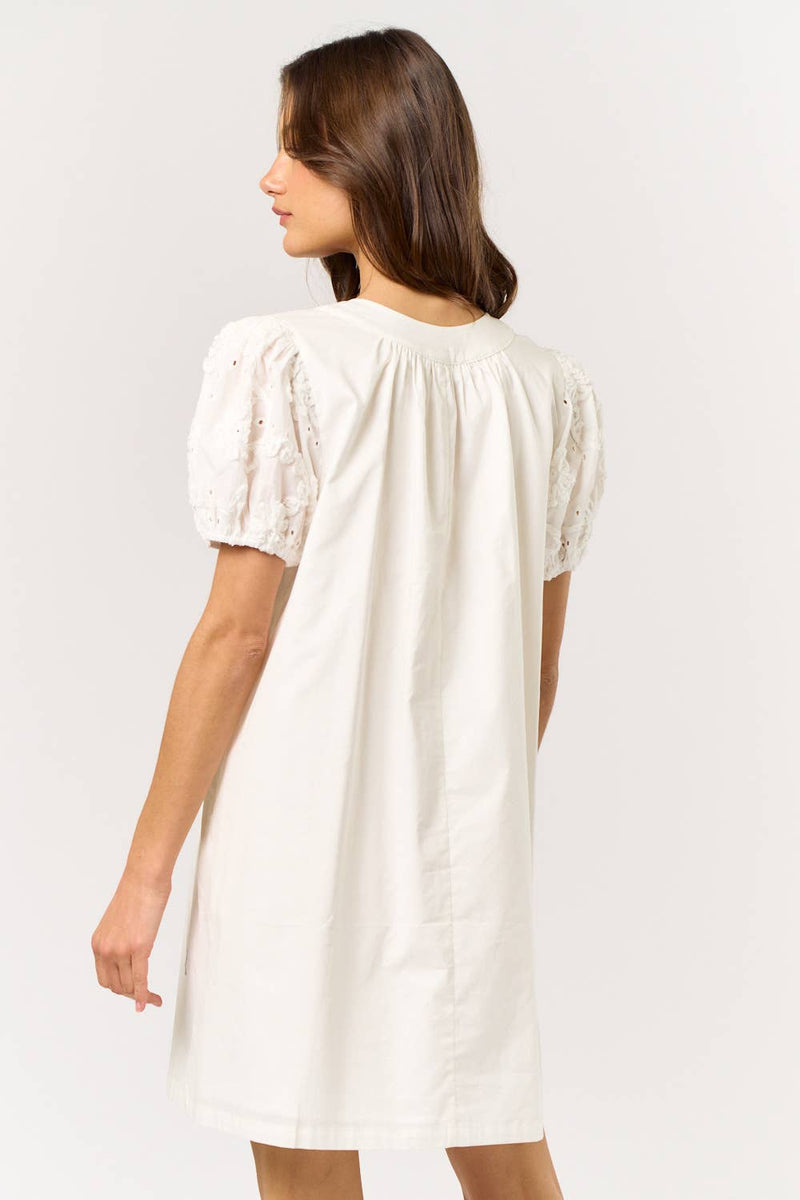Puff Short Sleeve Front Tie Mini Dress