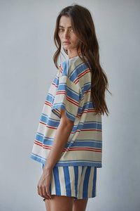 Multi Striped Short Sleeve Top
