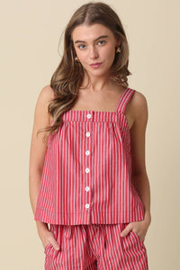 Lucille Striped Button-Front Tank Top