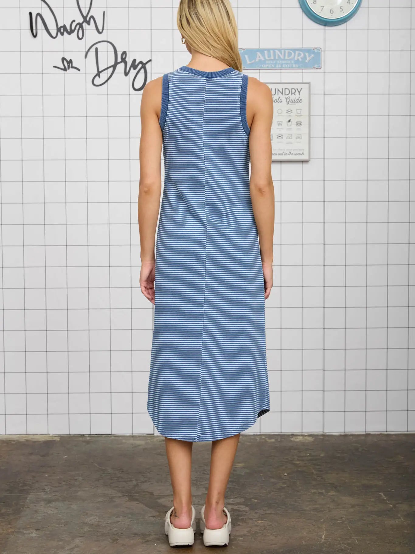 Washed Stripe Tank Midi Dress