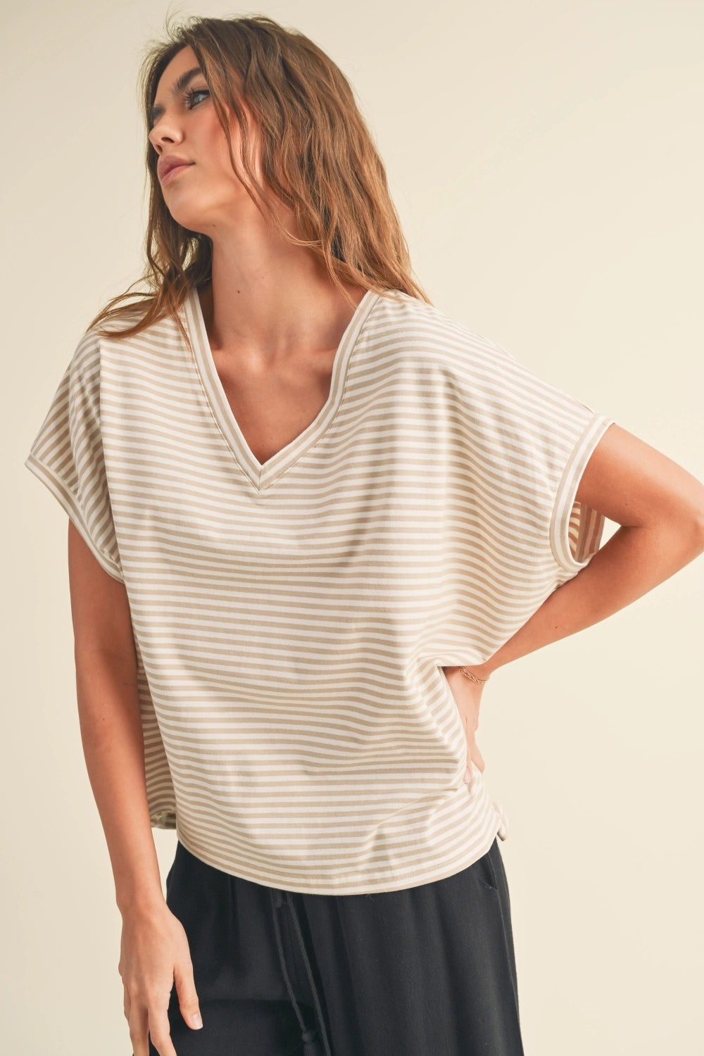 Beige Striped Tee
