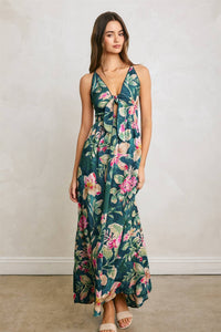 Tropical Front Knot Maxi Dress