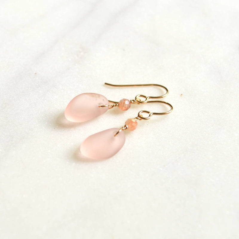 Tiny Pink Glass Earrings