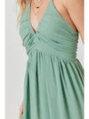 Sage Cross Back Pleat Dress