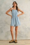 CRINKLED FABRIC ROMPER WITH CONTRAST STRAP