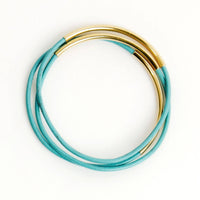 Leather and Metal Bar Bangles