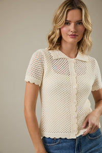 SHORT SLEEVE CROCHET TOP