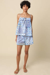 Amari Blue Print Tie Cami Top