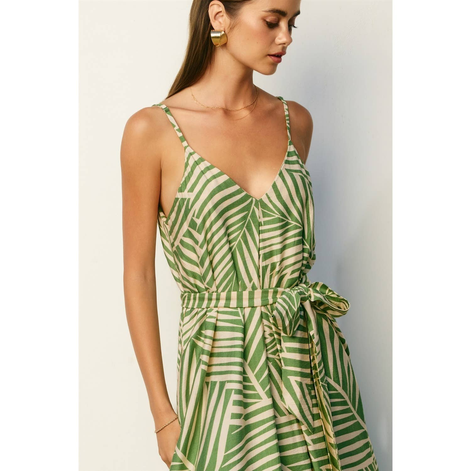 Tropical Leaf Flared Dress