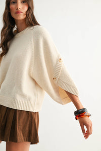Button Sleeve Knit Pullover