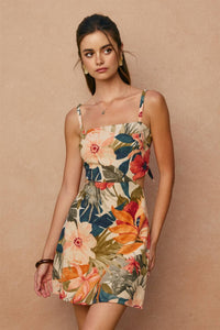 Tropical Floral Cutout Mini Dress (1)