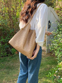 Woven Shoulder Bag w/ Cosmetic Pouch