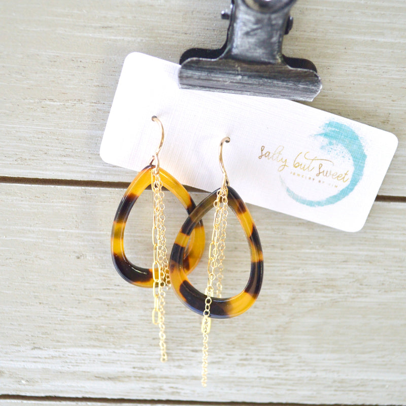 Tortoise Acetate Teardrop Earrings
