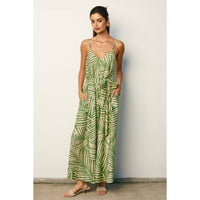 Tropical Leaf Flared Dress