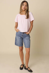 Melina Gathered Short-Sleeve Blouse
