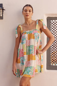 Patchwork Tie Strap Dress