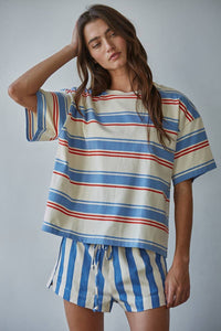 Multi Striped Short Sleeve Top