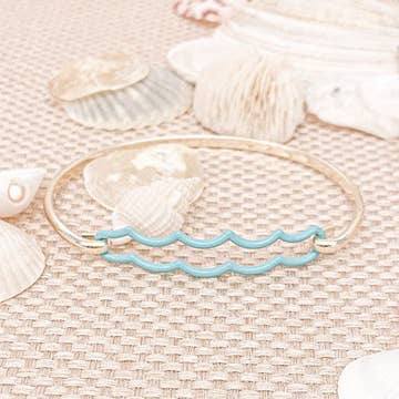 Gold Wave Bangle Bracelet