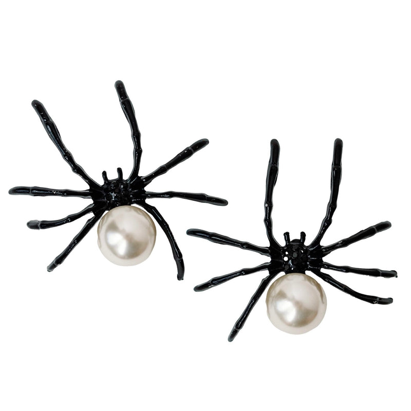 Spooky Spider and Pearl Earrings