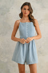CRINKLED FABRIC ROMPER WITH CONTRAST STRAP