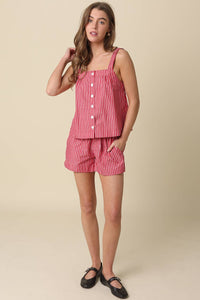 Lucille Striped Button-Front Tank Top