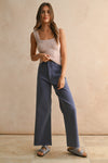 STRAIGHT WIDE LEG DENIM PANTS