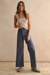 STRAIGHT WIDE LEG DENIM PANTS