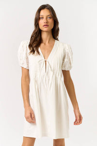 Puff Short Sleeve Front Tie Mini Dress