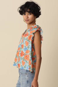 Riya Floral Ruffle Sleeve Blouse