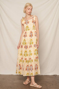 Block Print Tiered Maxi Dress