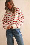 BUTTONDOWN STRIPED KNITTED CARDIGAN