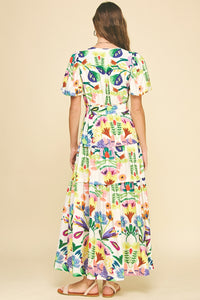 Floral Puff Sleeve  Maxi Dress