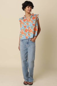 Riya Floral Ruffle Sleeve Blouse