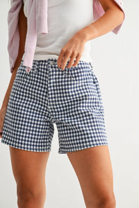 Navy Gingham Short