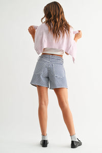 Navy Gingham Short
