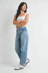 Barrel Jeans w/ Seams Light Denim