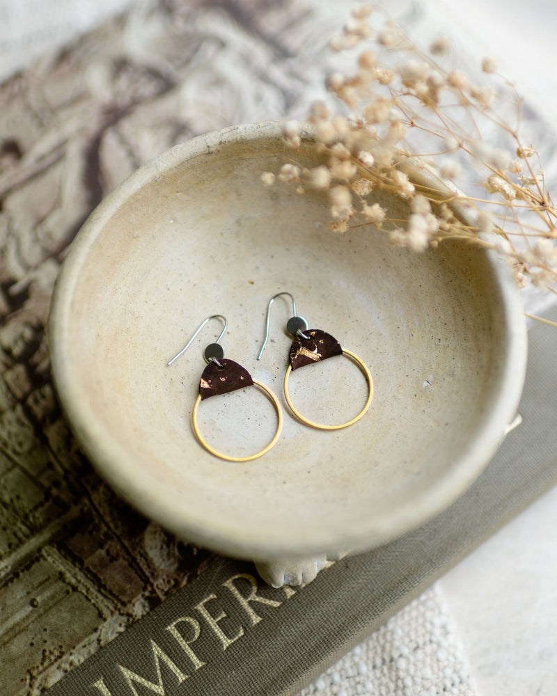 2 Tone Hoop w/Cork Earring