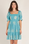 Turquoise Puff Sleeve Dress
