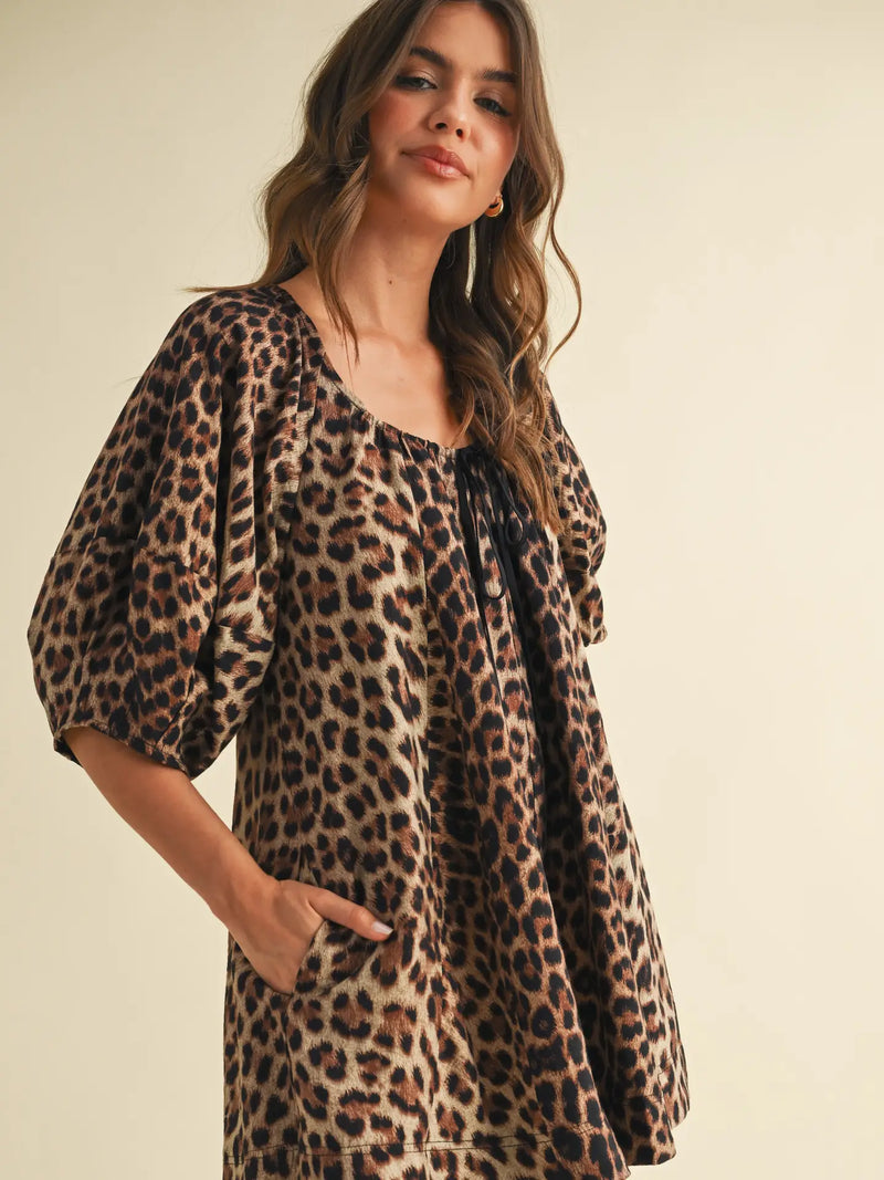 Leopard Scoop Neck Romper
