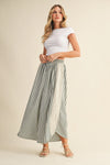 Striped Dolphin Hem Wide Pants