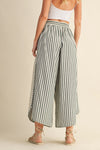 Striped Dolphin Hem Wide Pants