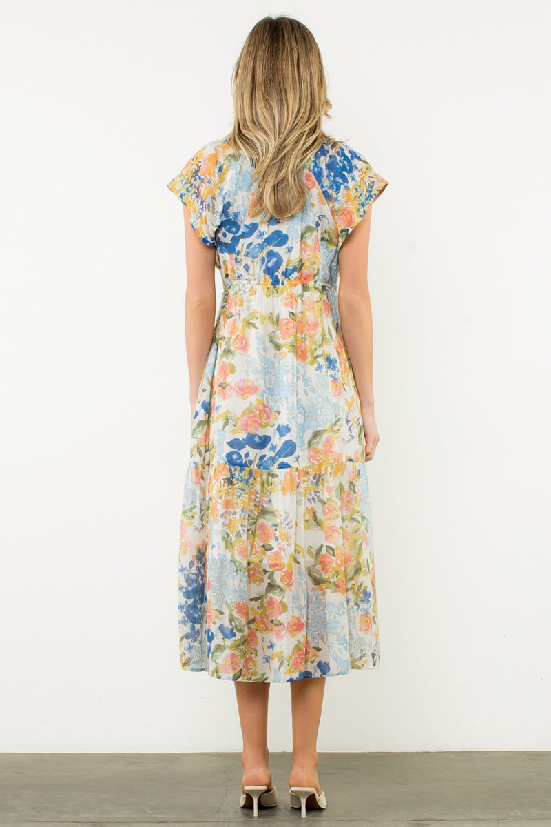 Flutter Sleeve Floral Dress